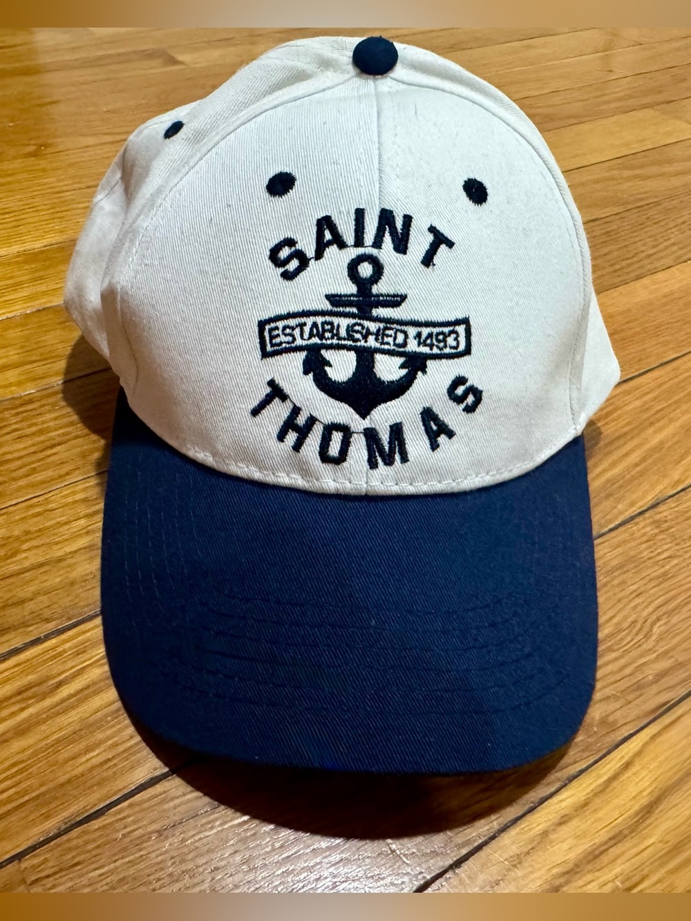 Two-Tone St Thomas Anchor Baseball Cap - Cream & Navy
